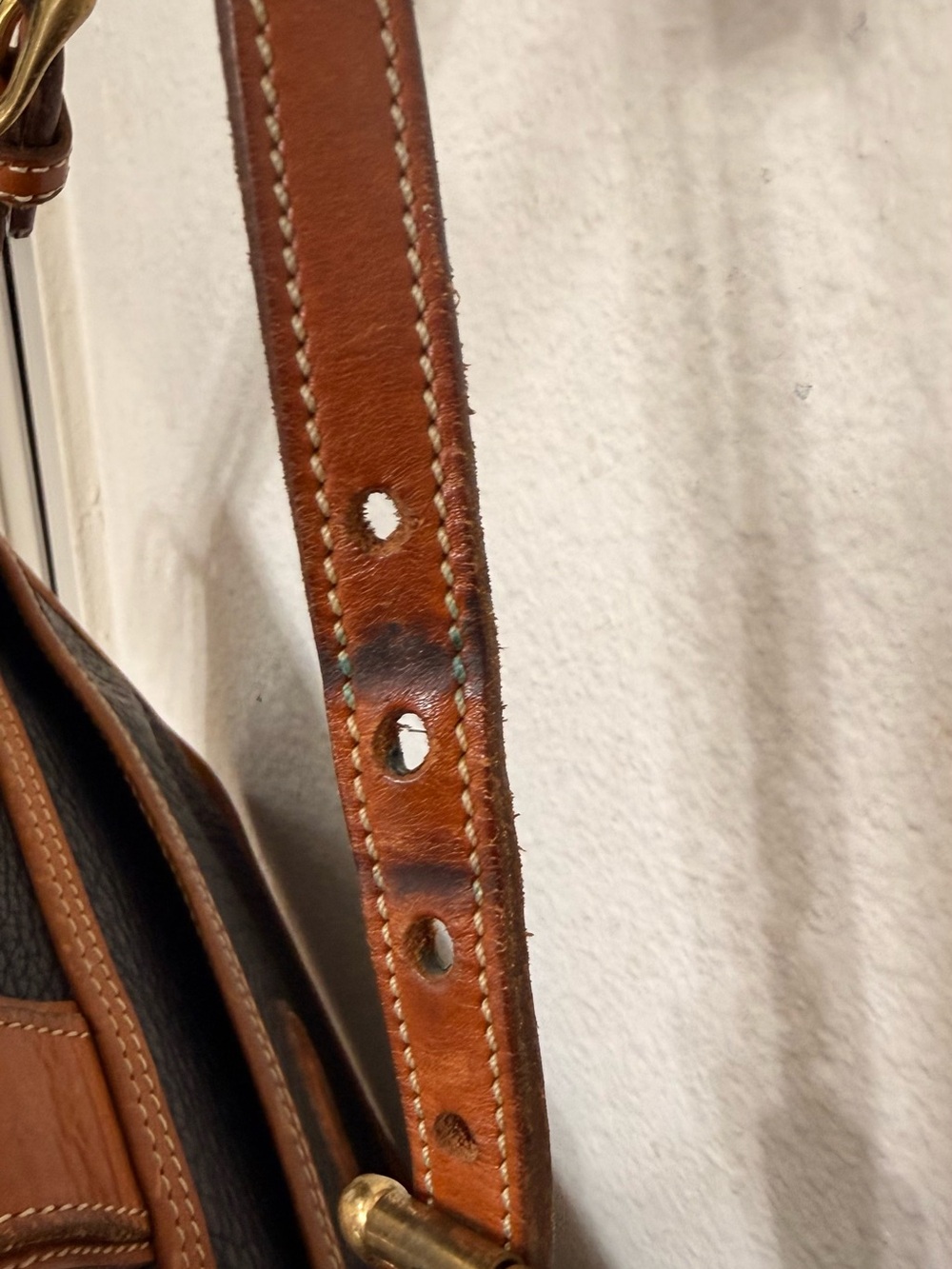 Dooney & Bourke Black with Brown Trim Pebbled Leather Crossbody Bag - Picture 7 of 11